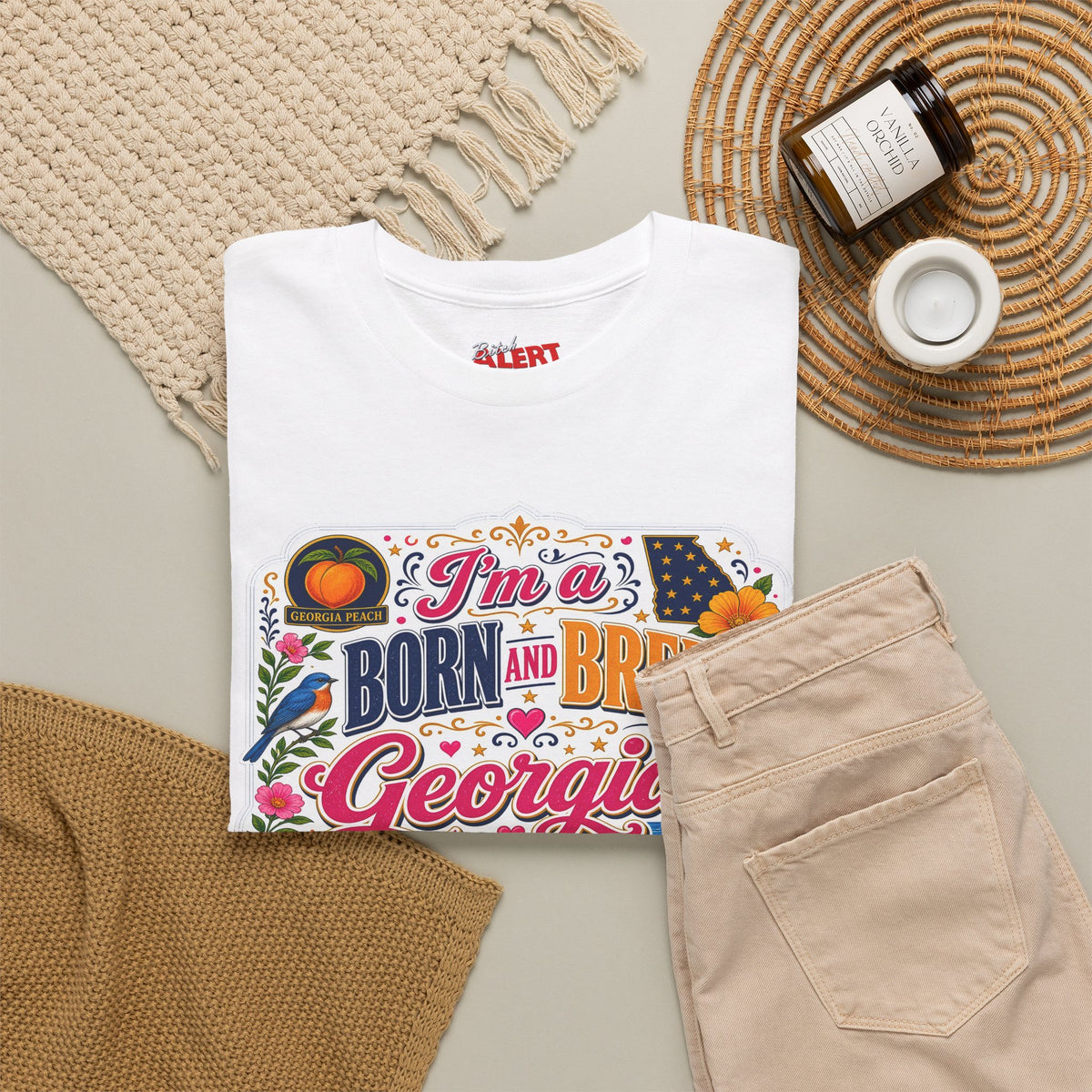 Georgia Tee Born and Bred  — "I'm a BORN AND BRED Georgia Bitch" State Pride T-Shirt