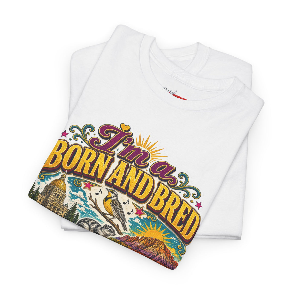 North Dakota Born and Bred Tee — "I'm a Born and Bred North Dakota Bitch" Retro Graphic T‑Shirt