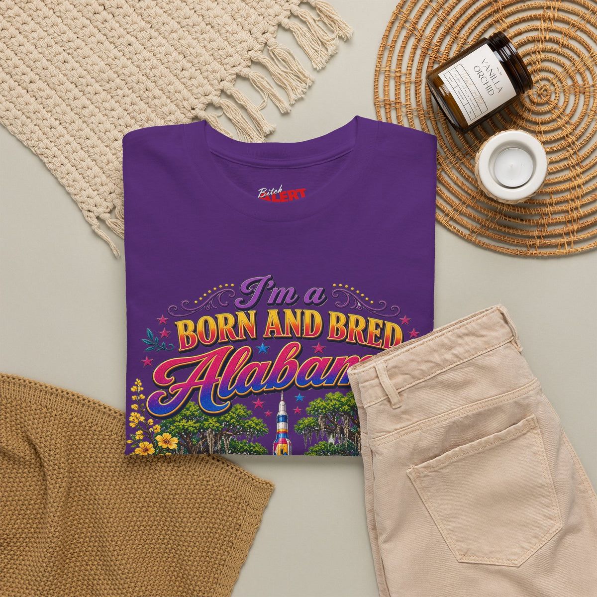Alabama Born & Raised Graphic Tee — 'Born and Bred Alabama Bitch'