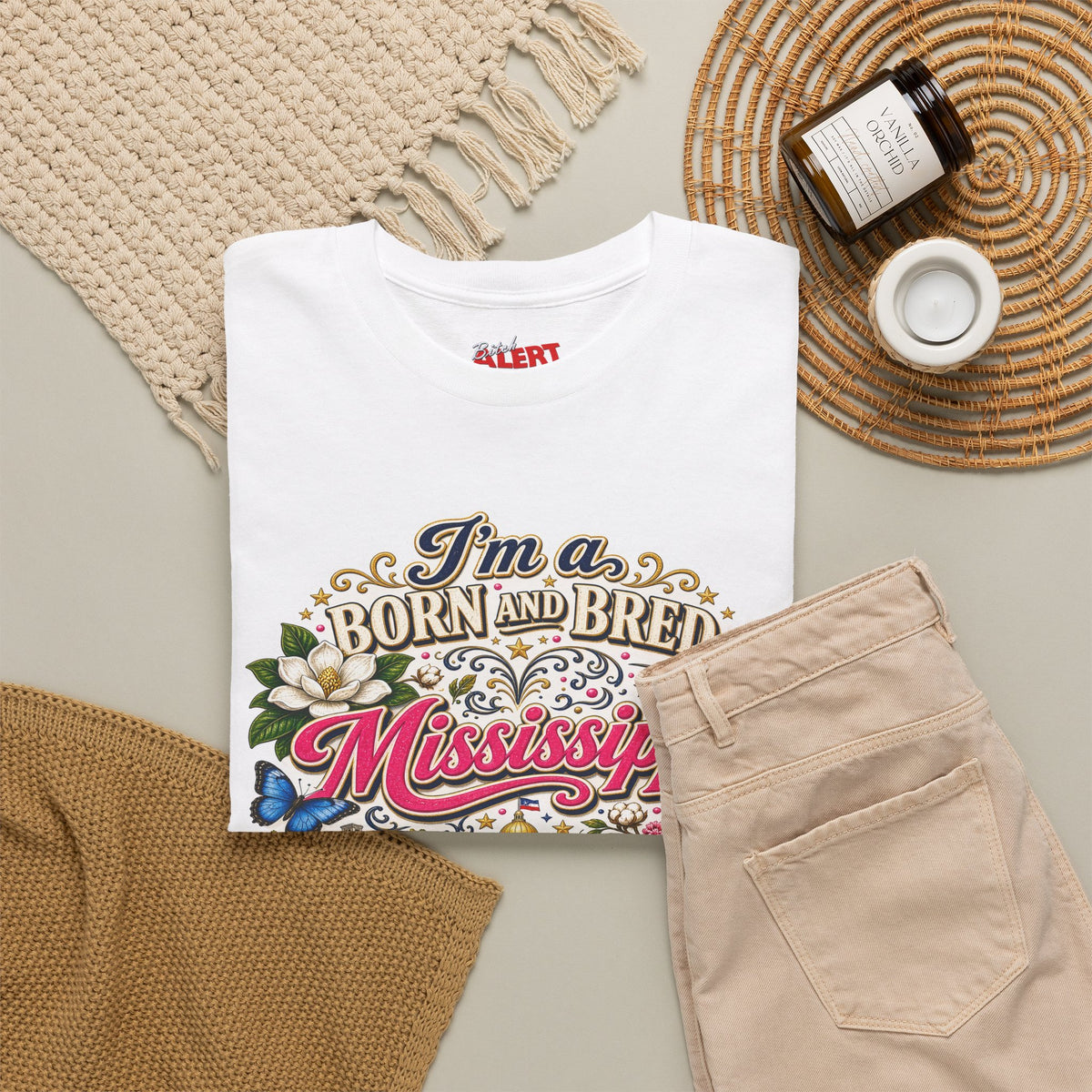 Mississippi Born and Bred Tee — "The Magnolia State Bitch" Graphic T-Shirt