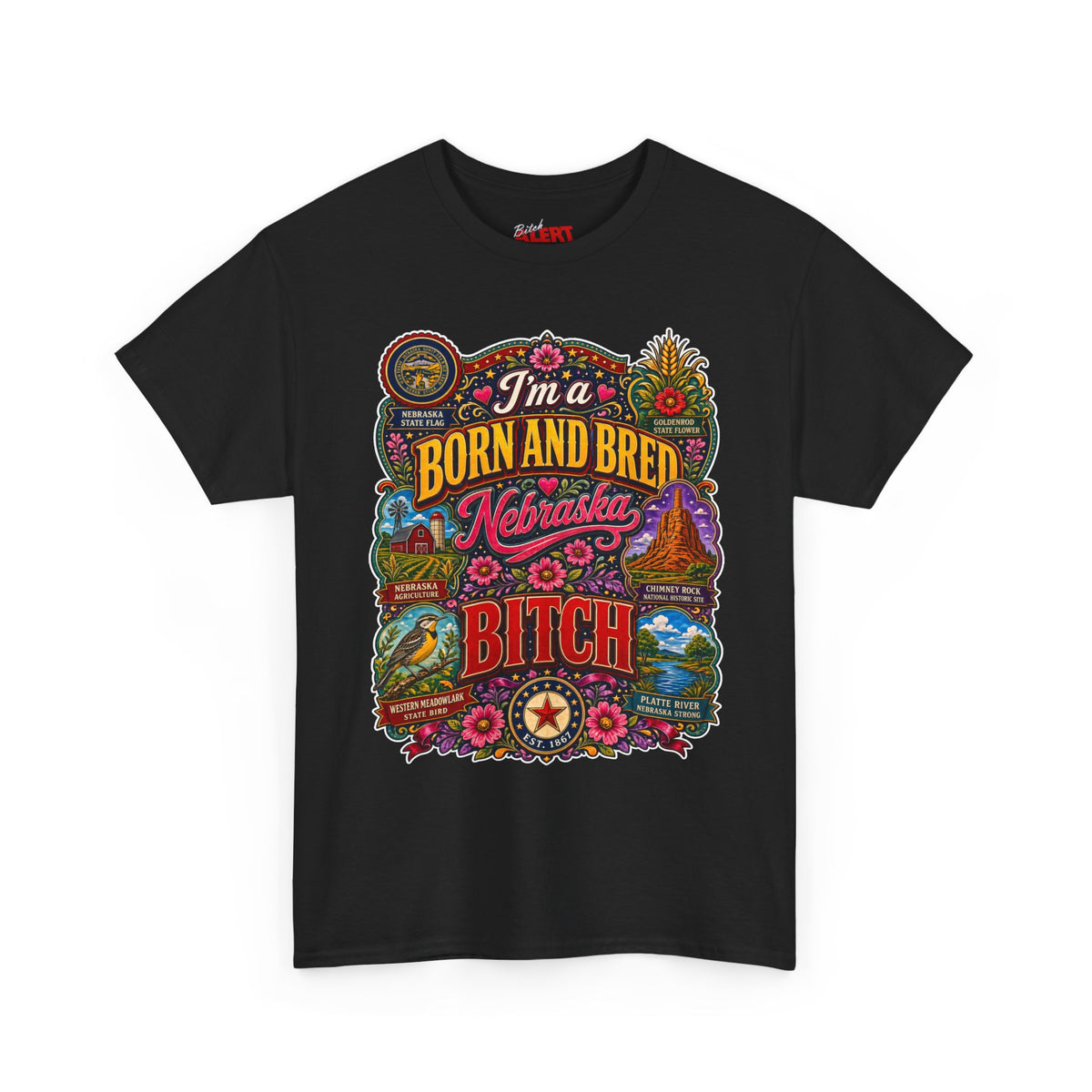Nebraska Born & Bred Tee 2 — "I'm a Born and Bred Nebraska Bitch" Vintage State Pride T‑Shirt