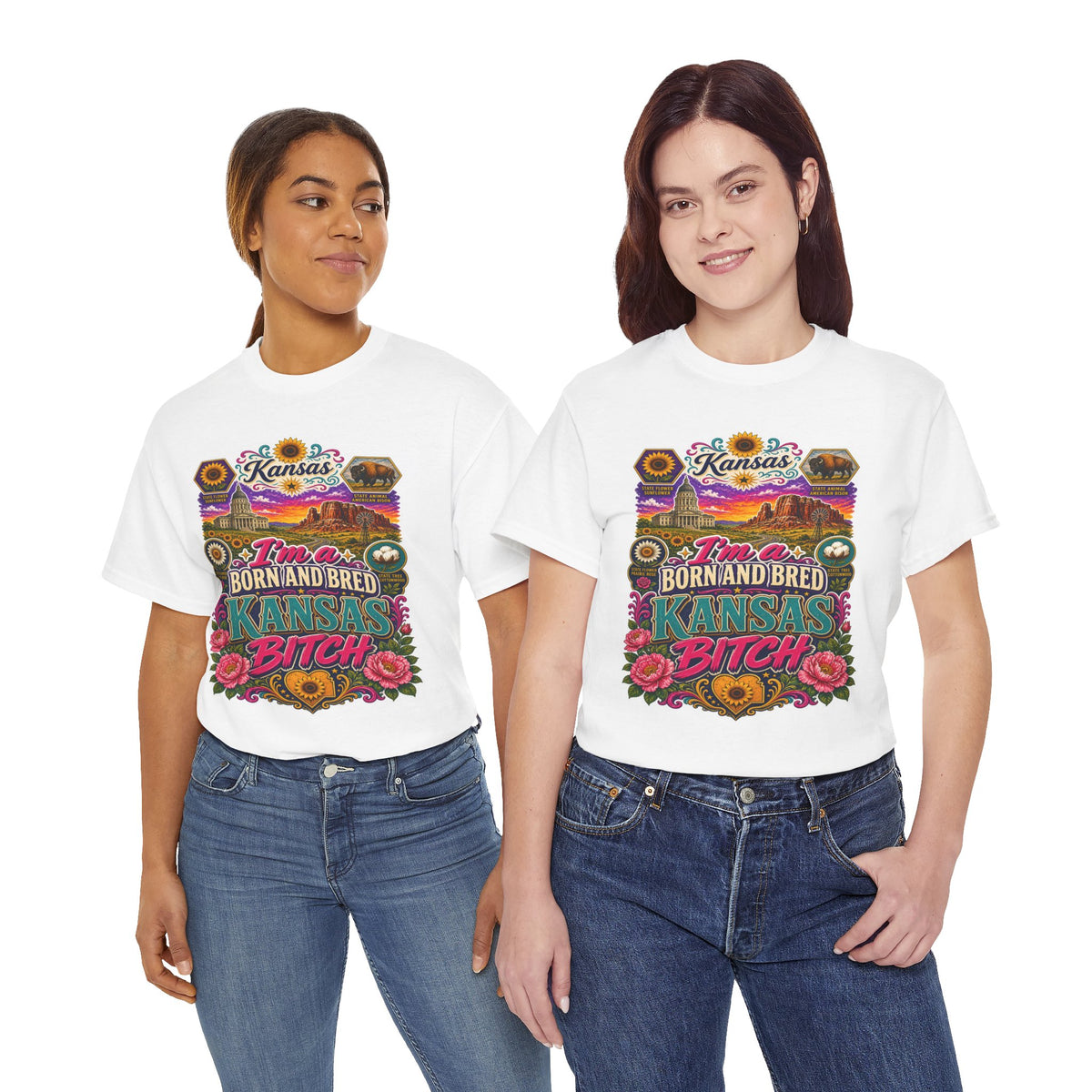 Kansas Born and Bred T-Shirt — "I'm a Born and Bred Kansas Bitch" Graphic Tee