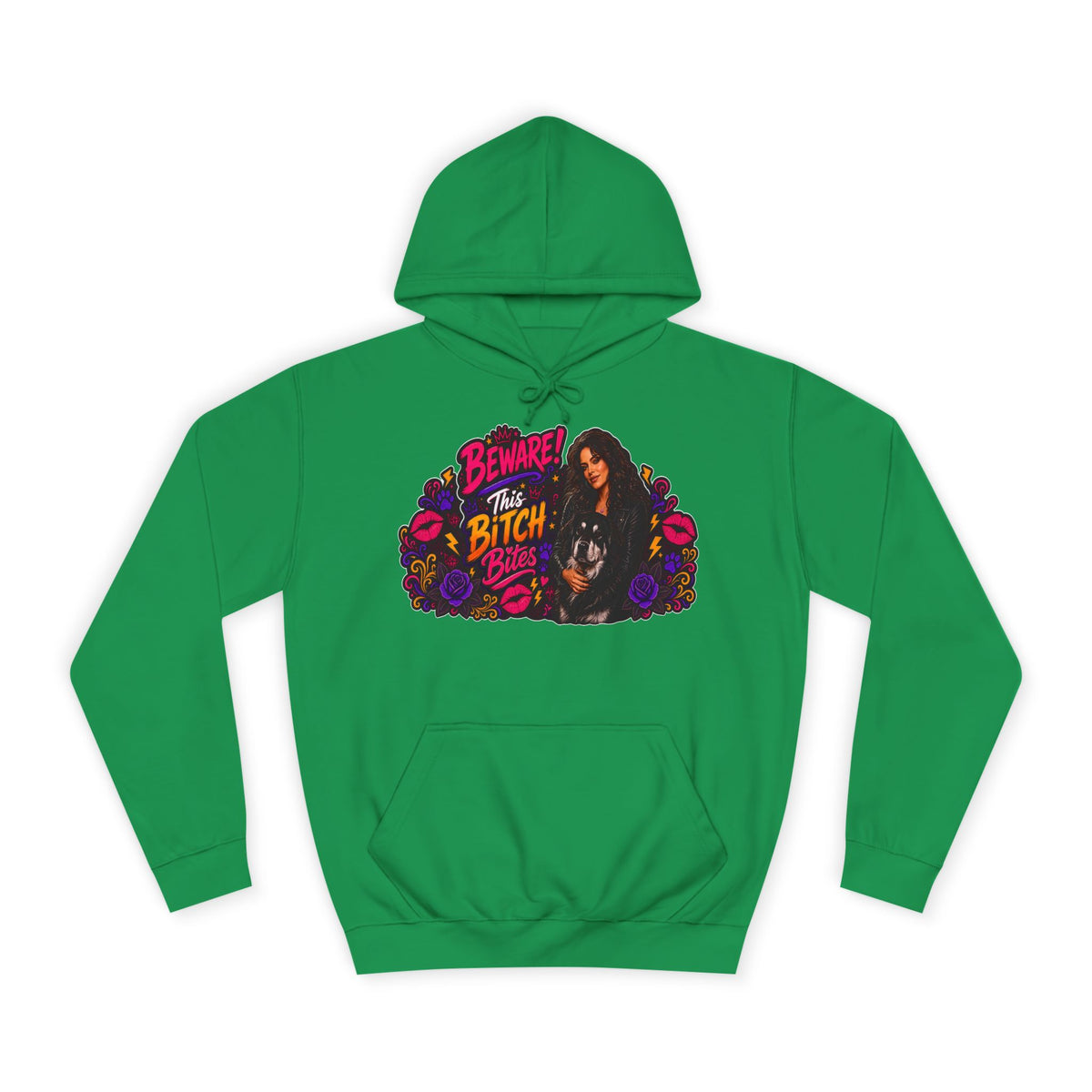 "Beware This Bitch Bites" Floral Graphic Hoodie