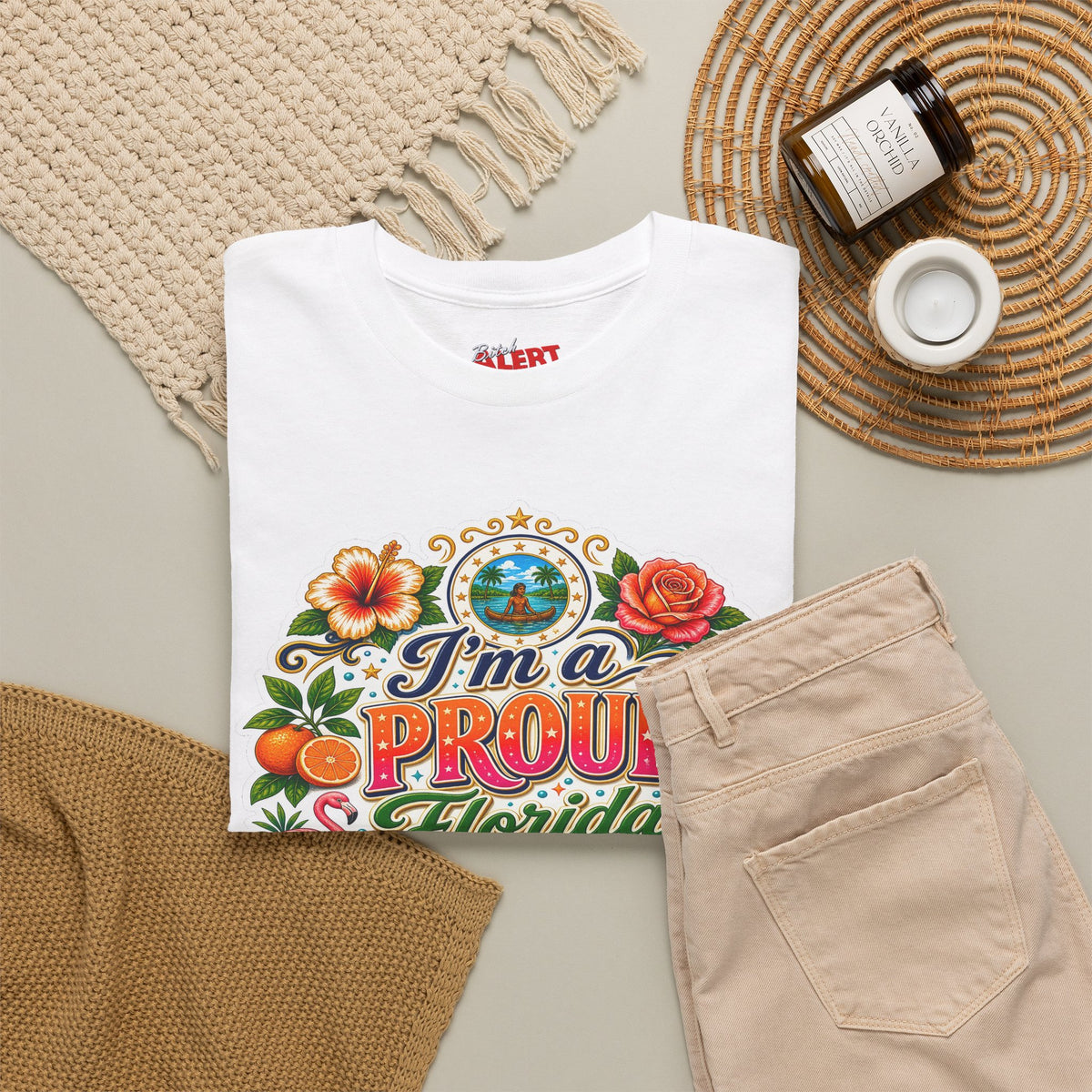 Florida "I'm a PROUD Florida Bitch” Graphic Tee — Retro Tropical State Pride T-Shirt