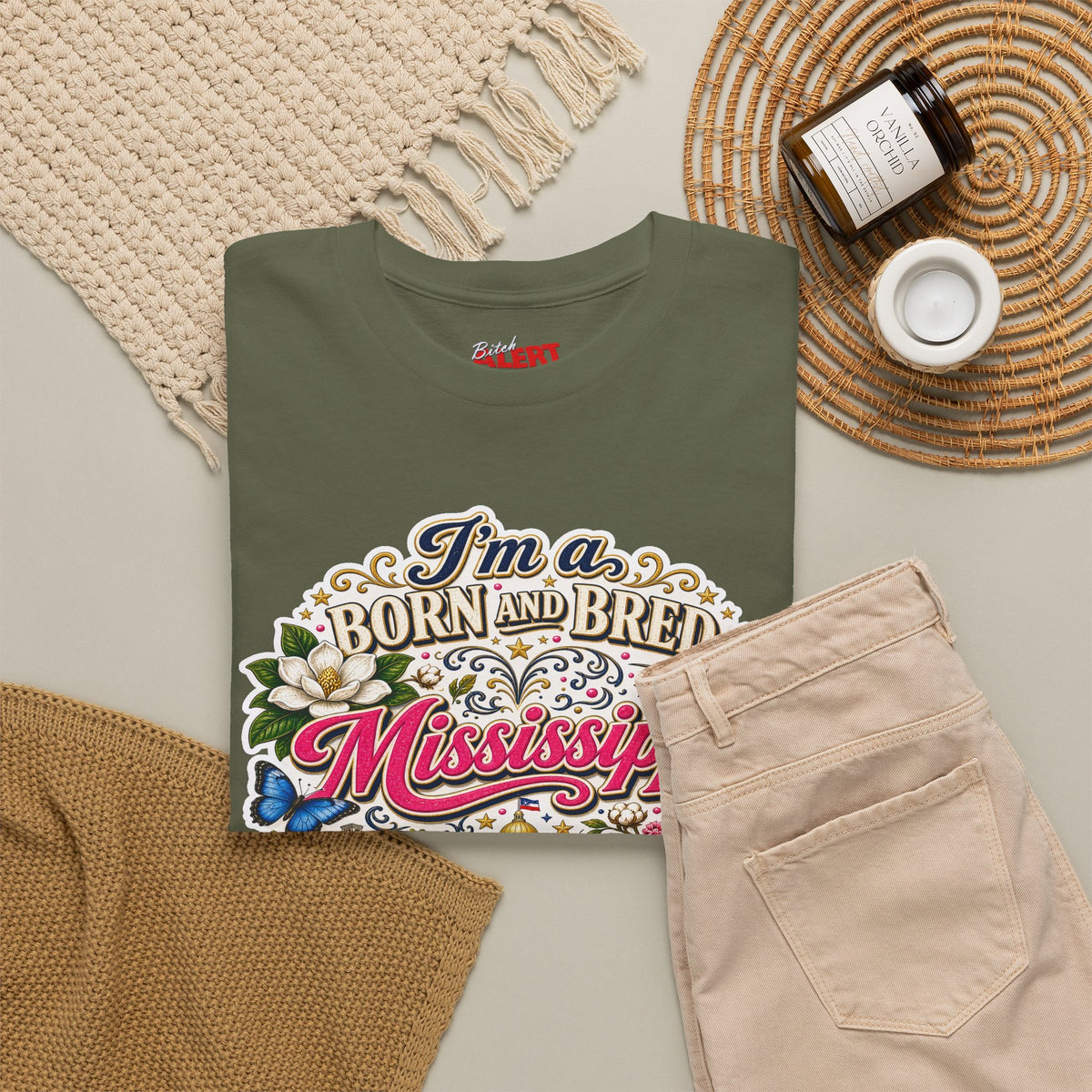 Mississippi Born and Bred Tee — "The Magnolia State Bitch" Graphic T-Shirt