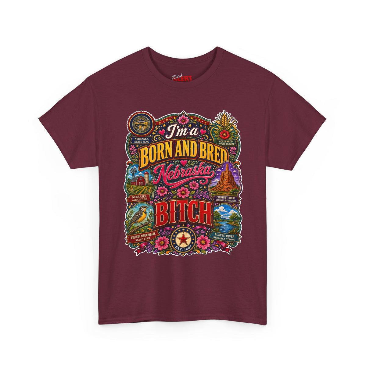 Nebraska Born & Bred Tee 2 — "I'm a Born and Bred Nebraska Bitch" Vintage State Pride T‑Shirt