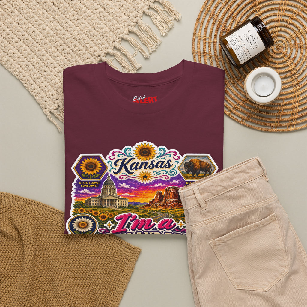 Kansas Born and Bred T-Shirt — "I'm a Born and Bred Kansas Bitch" Graphic Tee