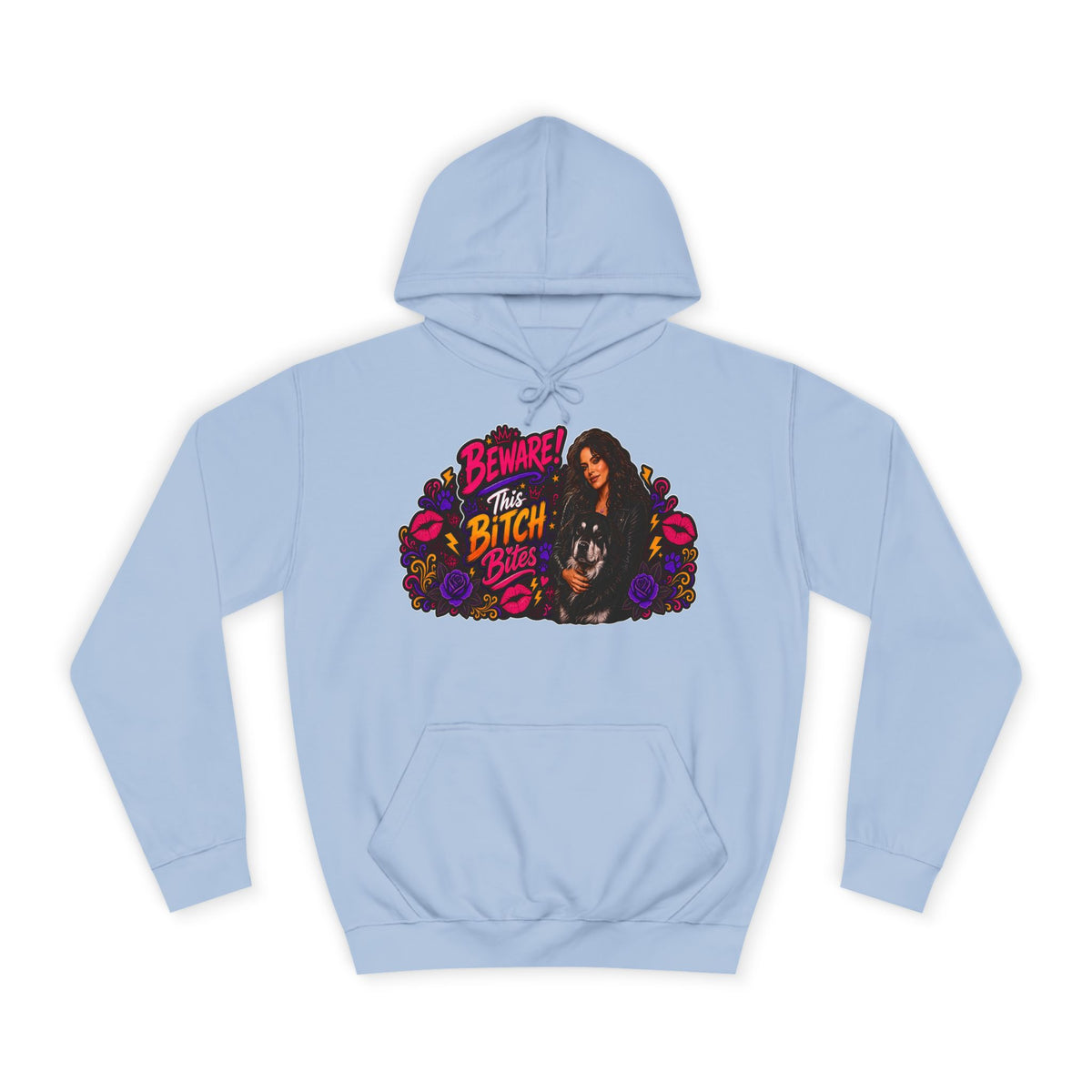 "Beware This Bitch Bites" Floral Graphic Hoodie