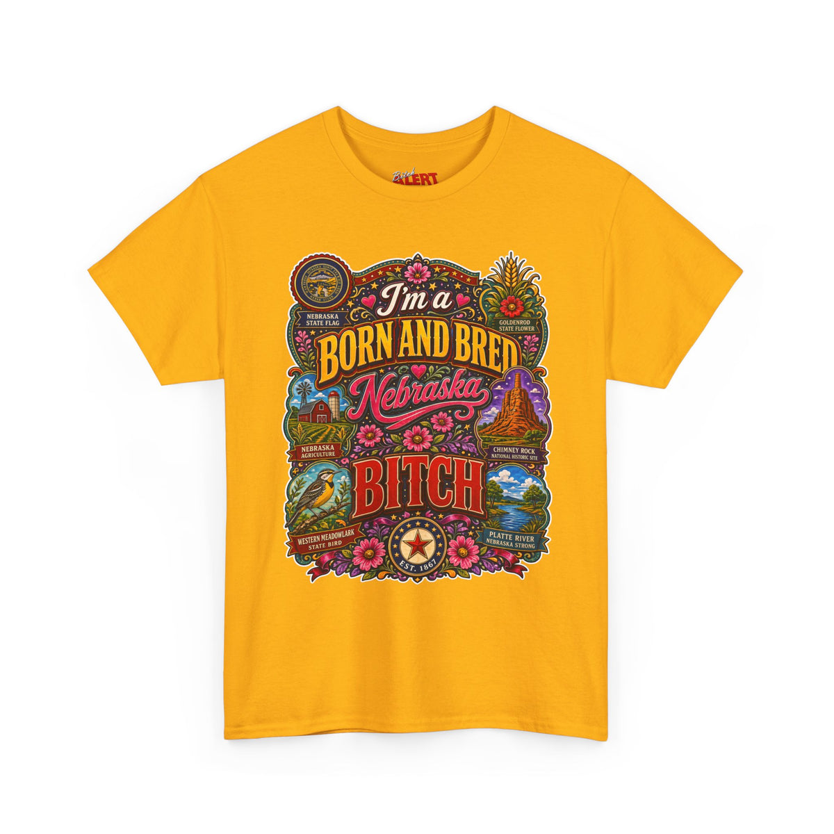 Nebraska Born & Bred Tee 2 — "I'm a Born and Bred Nebraska Bitch" Vintage State Pride T‑Shirt