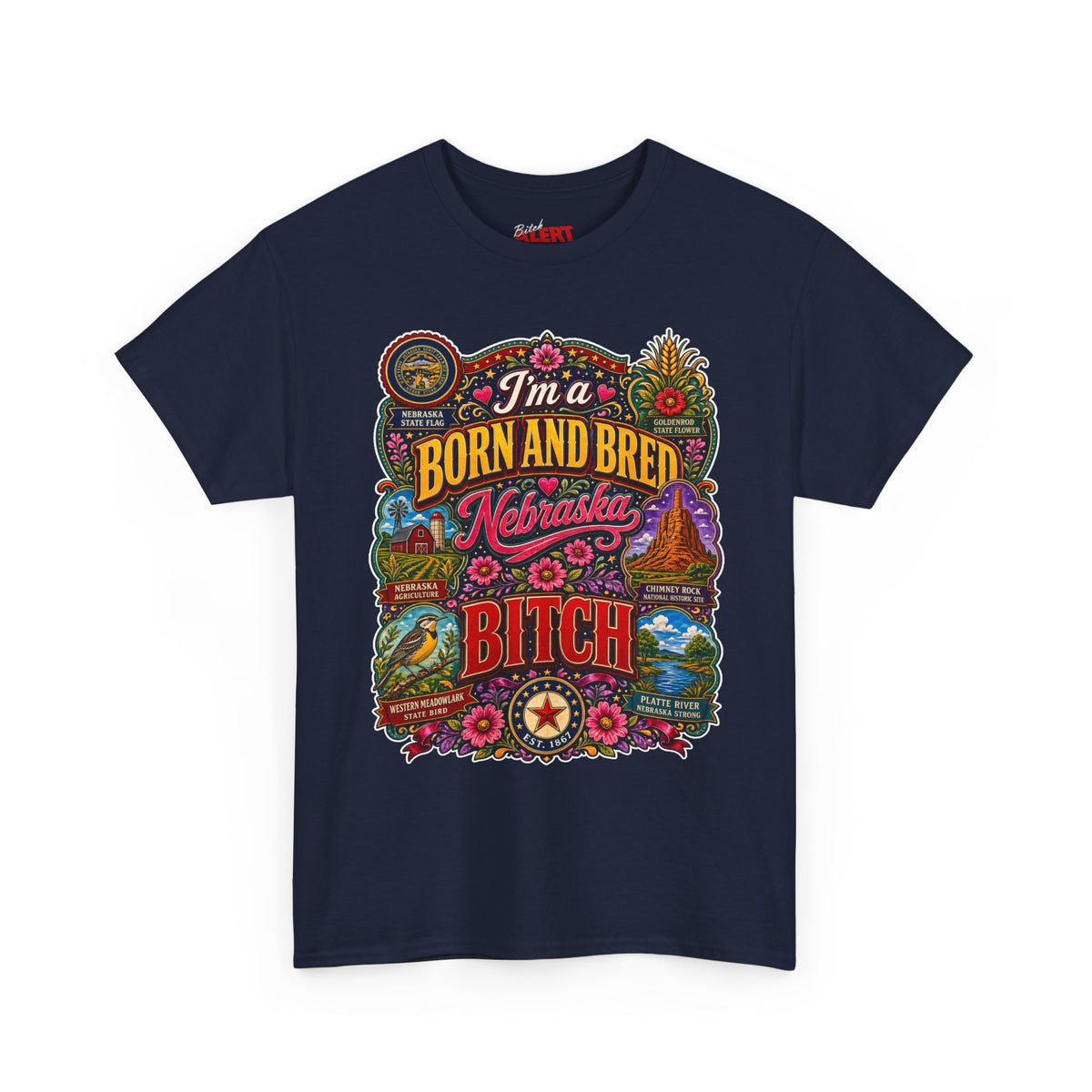 Nebraska Born & Bred Tee 2 — "I'm a Born and Bred Nebraska Bitch" Vintage State Pride T‑Shirt