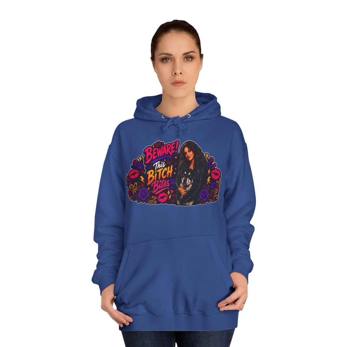 "Beware This Bitch Bites" Floral Graphic Hoodie