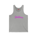 Bitchilicious Script Tank Top — Pink Cursive Graphic Feminine Tee