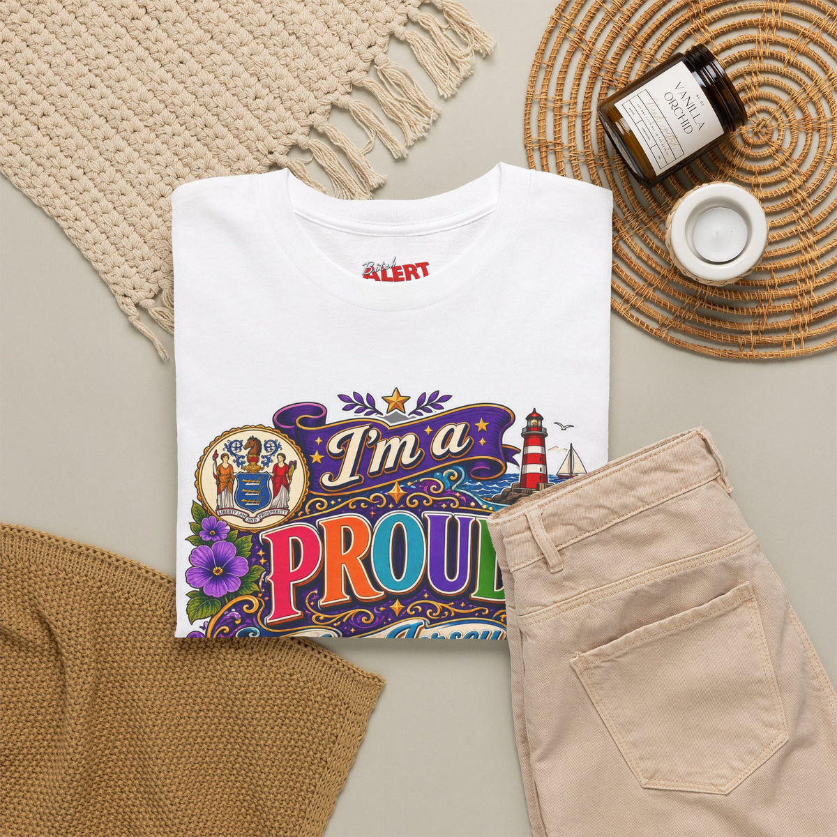 New Jersey Proud T-Shirt — I'm a Proud New Jersey Bitch Floral Graphic Tee