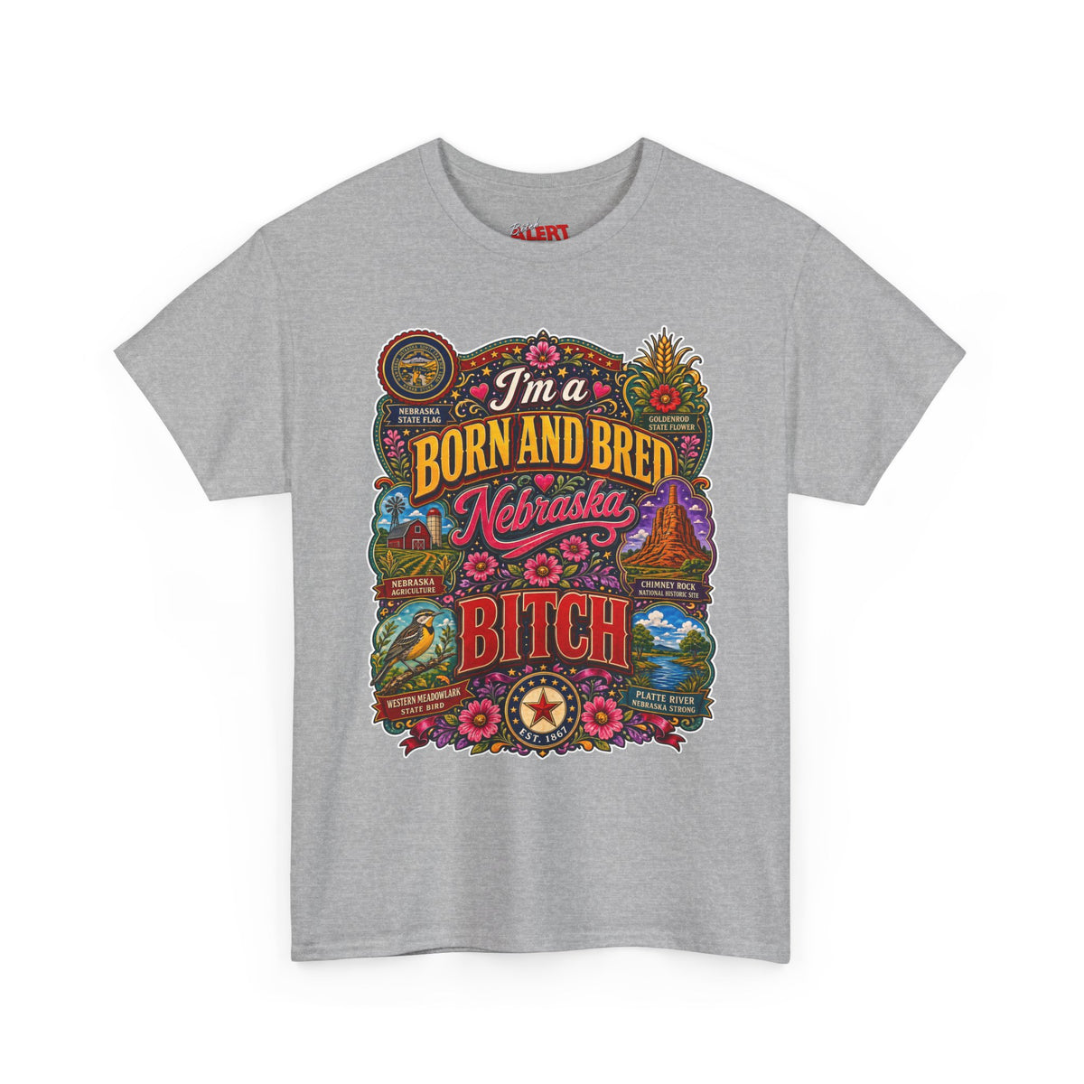 Nebraska Born & Bred Tee 2 — "I'm a Born and Bred Nebraska Bitch" Vintage State Pride T‑Shirt