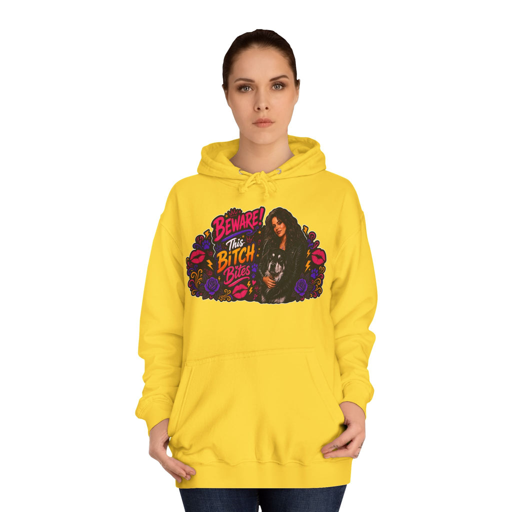"Beware This Bitch Bites" Floral Graphic Hoodie