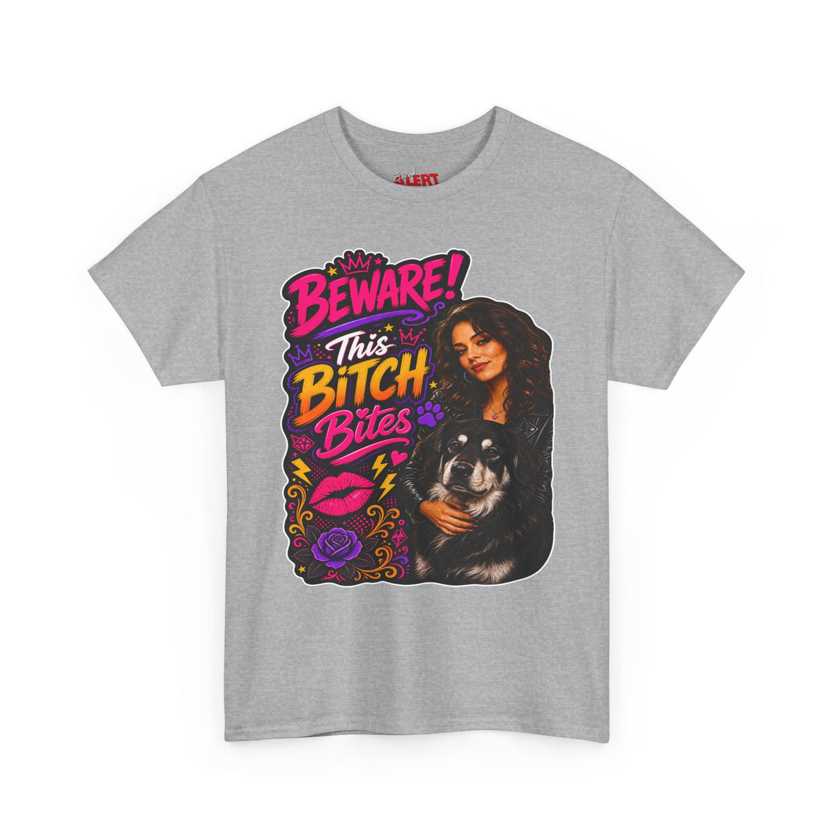Beware This Bitch Bites T-Shirt — Funny Dog Lover Graphic Tee
