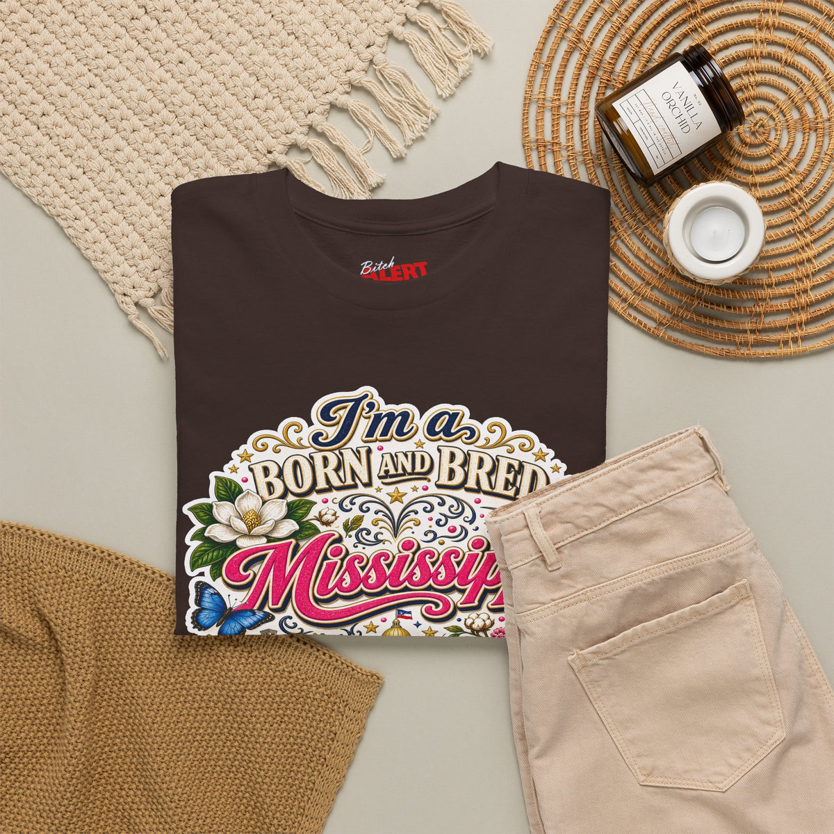 Mississippi Born and Bred Tee — "The Magnolia State Bitch" Graphic T-Shirt