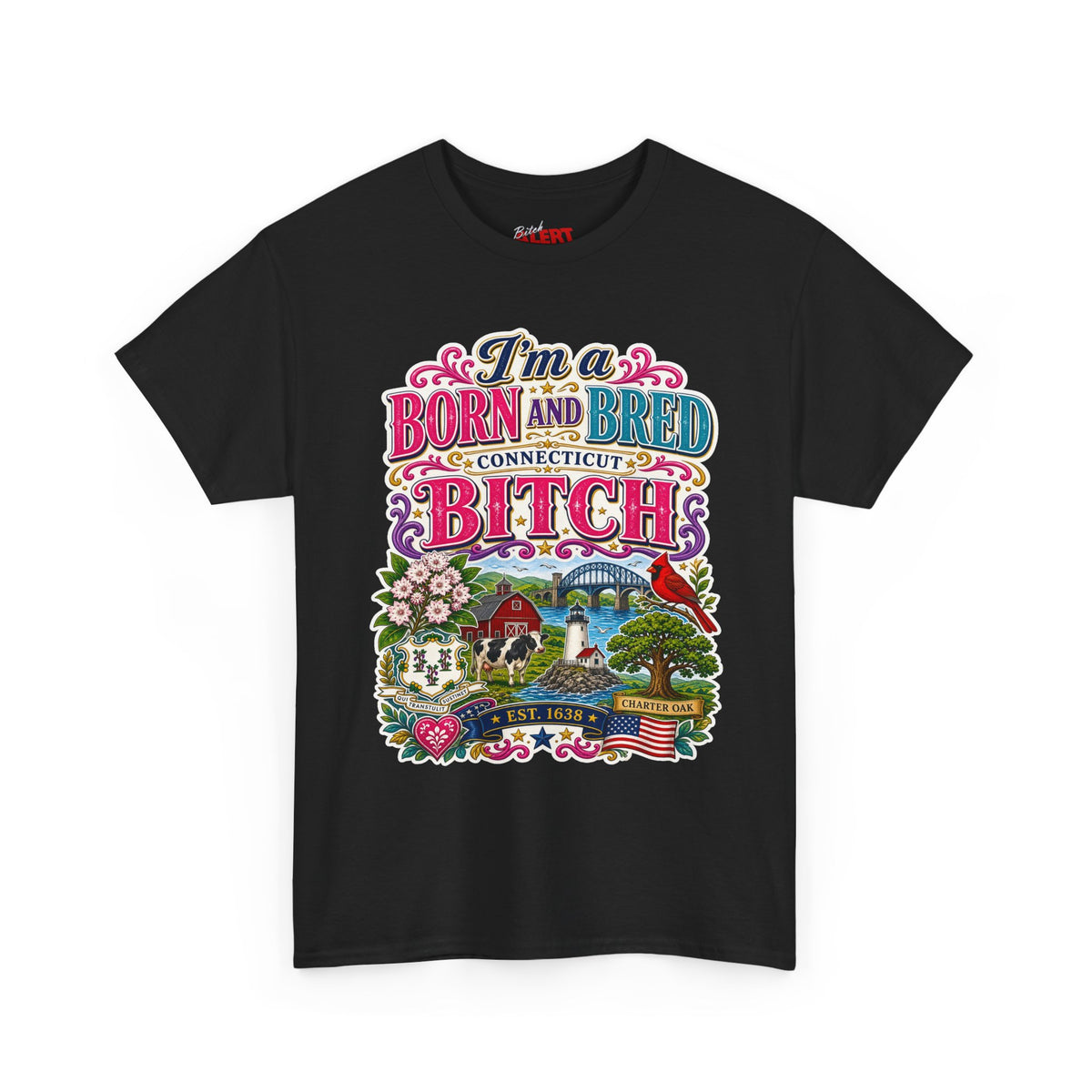 Connecticut Born and Bred Graphic Tee — "I'm a Born and Bred Connecticut Bitch"