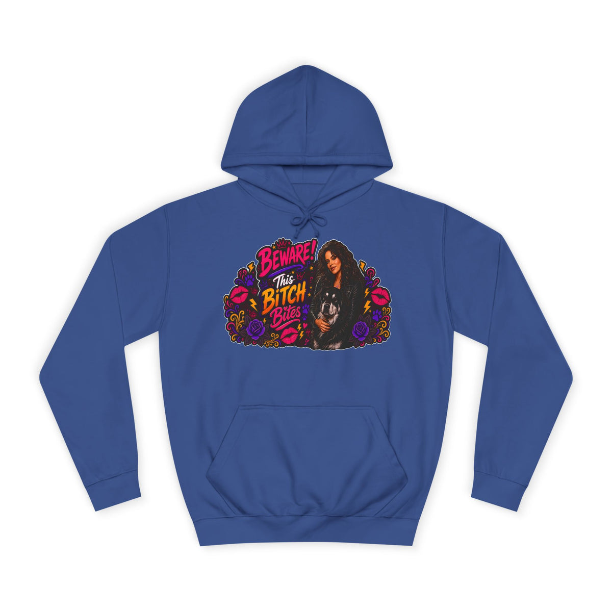"Beware This Bitch Bites" Floral Graphic Hoodie