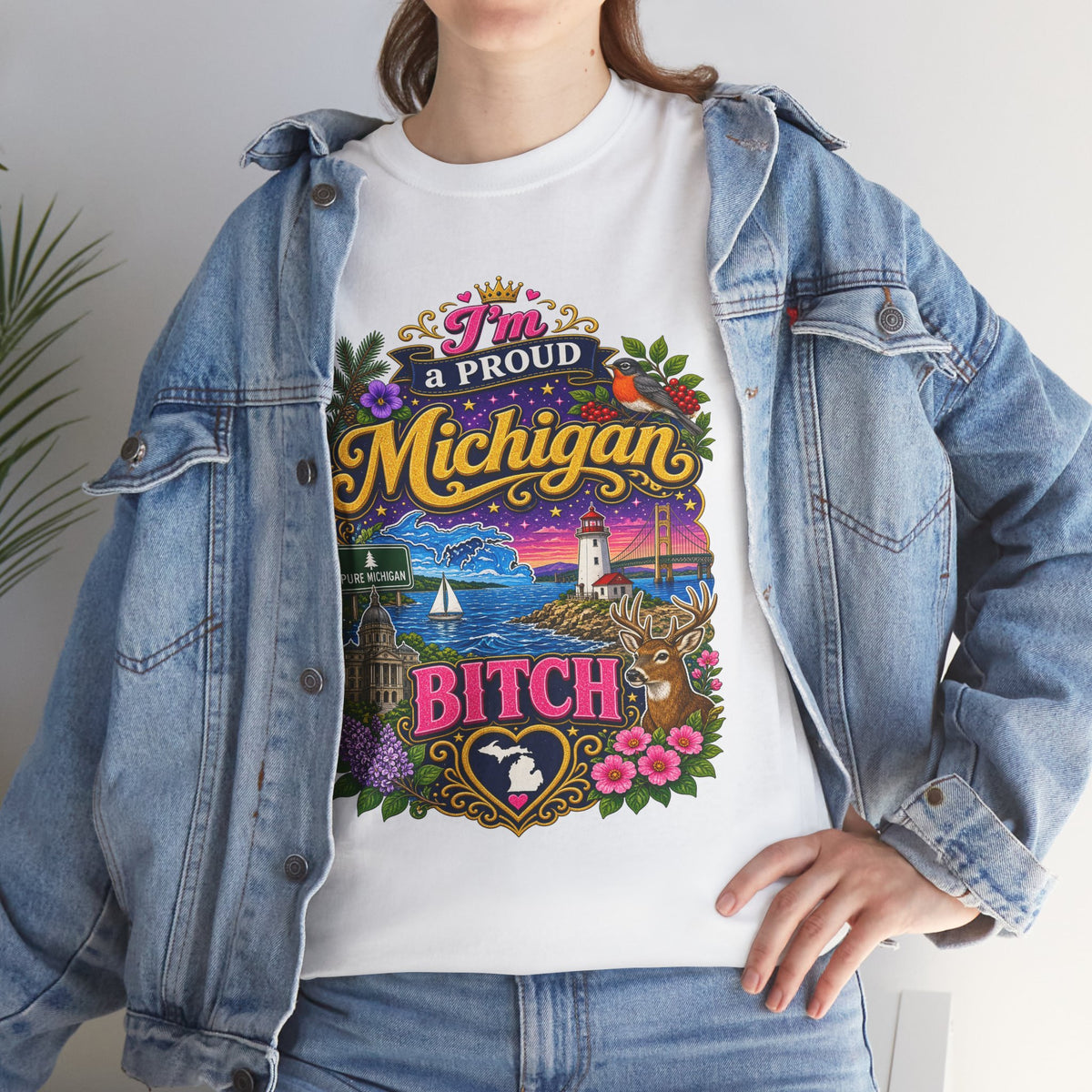 Michigan Proud Bitch T-Shirt — Retro State Scenic Graphic Tee