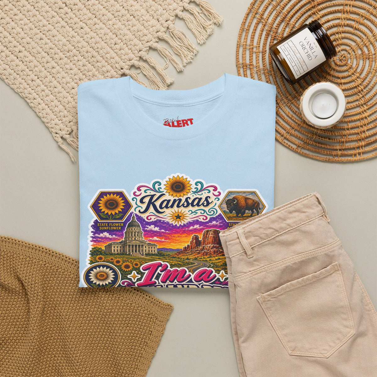 Kansas Born and Bred T-Shirt — "I'm a Born and Bred Kansas Bitch" Graphic Tee