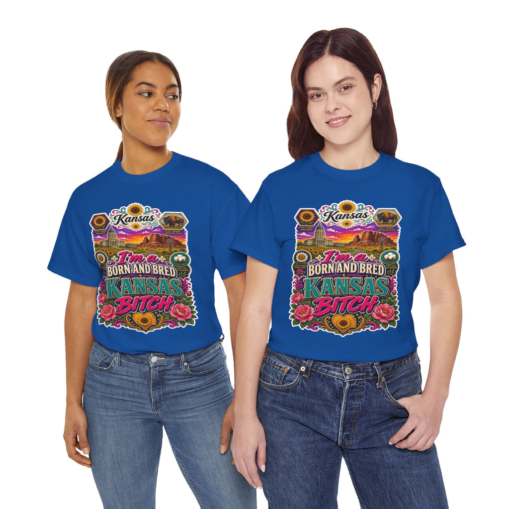 Kansas Born and Bred T-Shirt — "I'm a Born and Bred Kansas Bitch" Graphic Tee