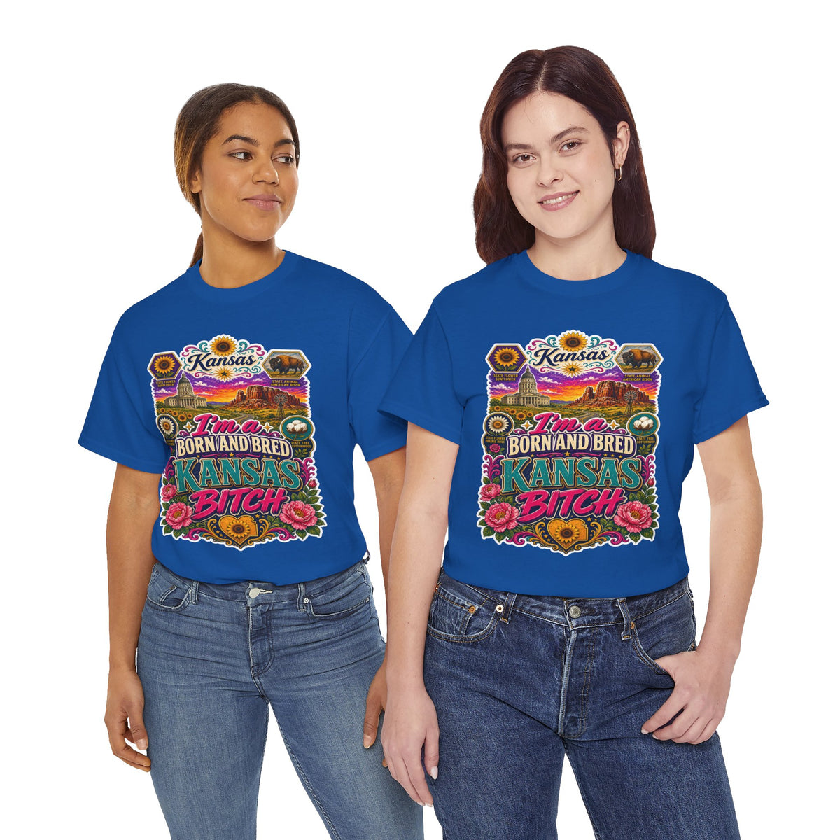 Kansas Born and Bred T-Shirt — "I'm a Born and Bred Kansas Bitch" Graphic Tee
