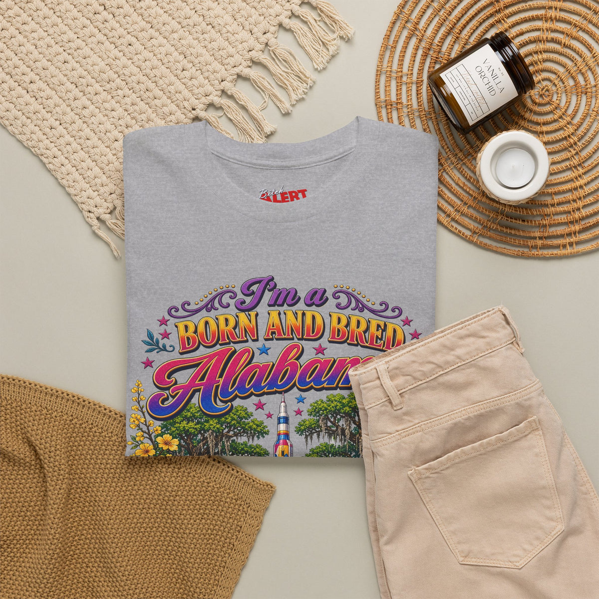 Alabama Born & Raised Graphic Tee — 'Born and Bred Alabama Bitch'