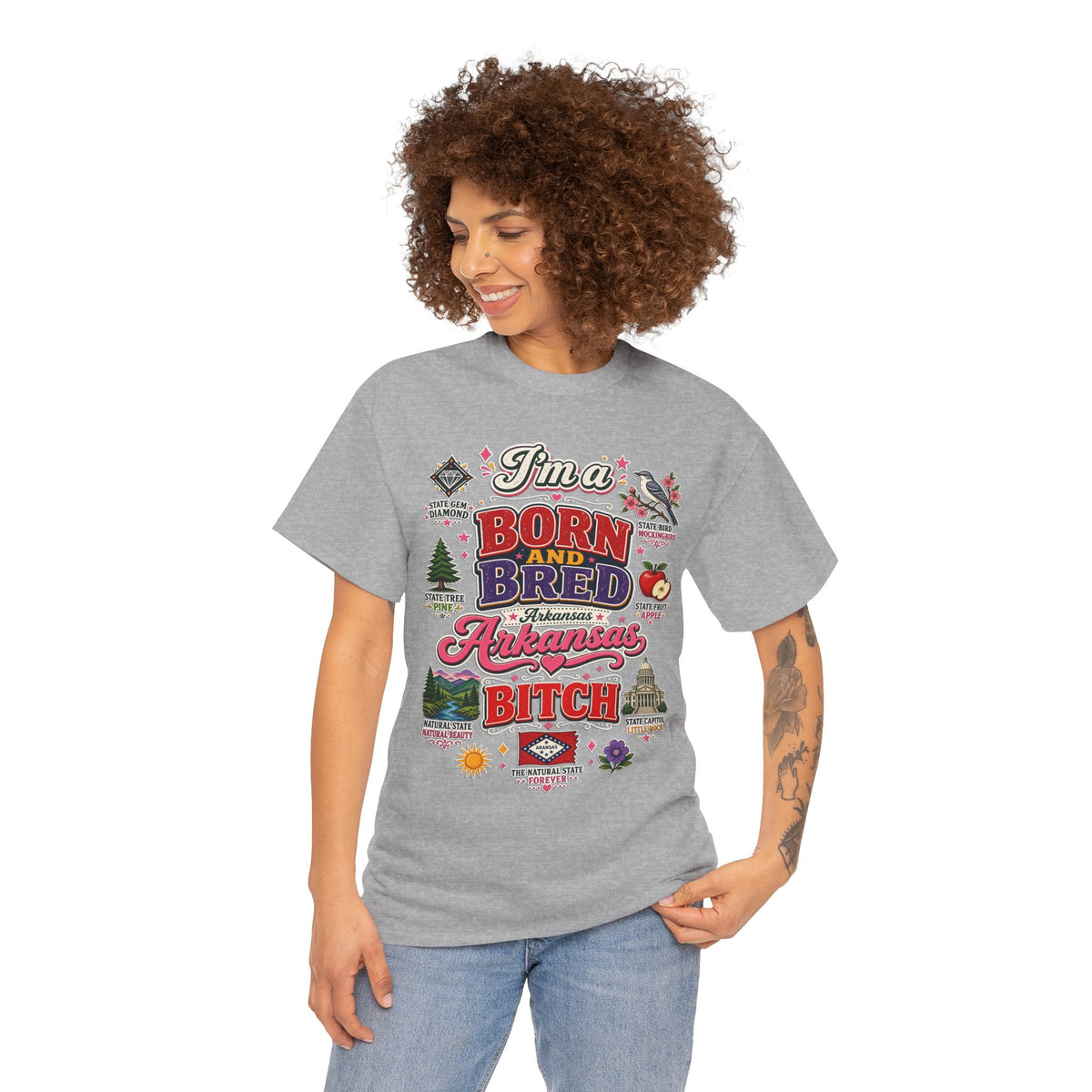 Arkansas Born and Bred Bitch T-Shirt — State Pride Graphic Tee