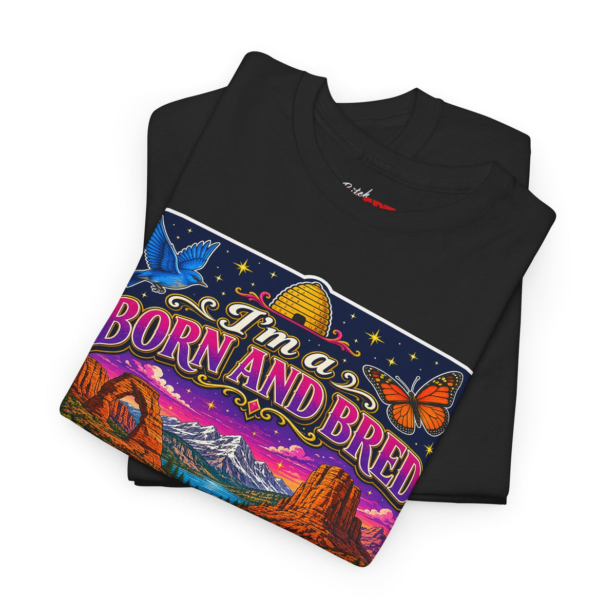 Utah Born and Bred T-Shirt — "I'm a Born and Bred Utah Bitch" Retro Floral Graphic Tee