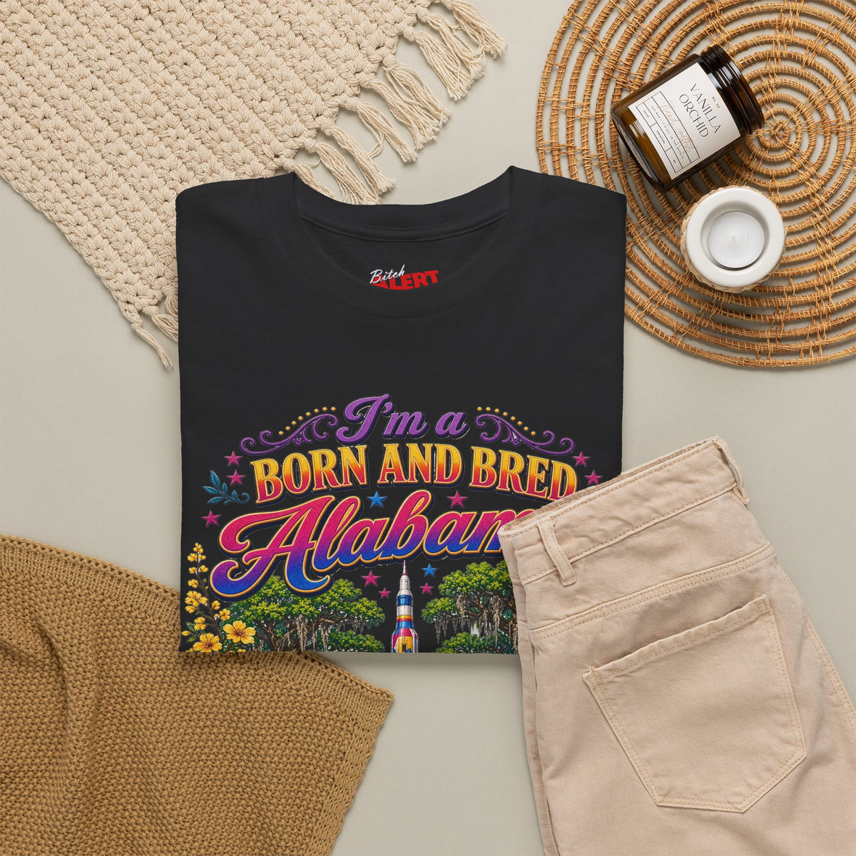 Alabama Born & Raised Graphic Tee — 'Born and Bred Alabama Bitch'