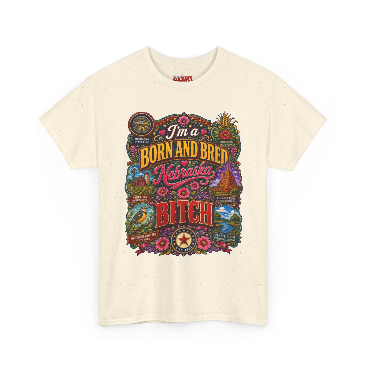 Nebraska Born & Bred Tee 2 — "I'm a Born and Bred Nebraska Bitch" Vintage State Pride T‑Shirt
