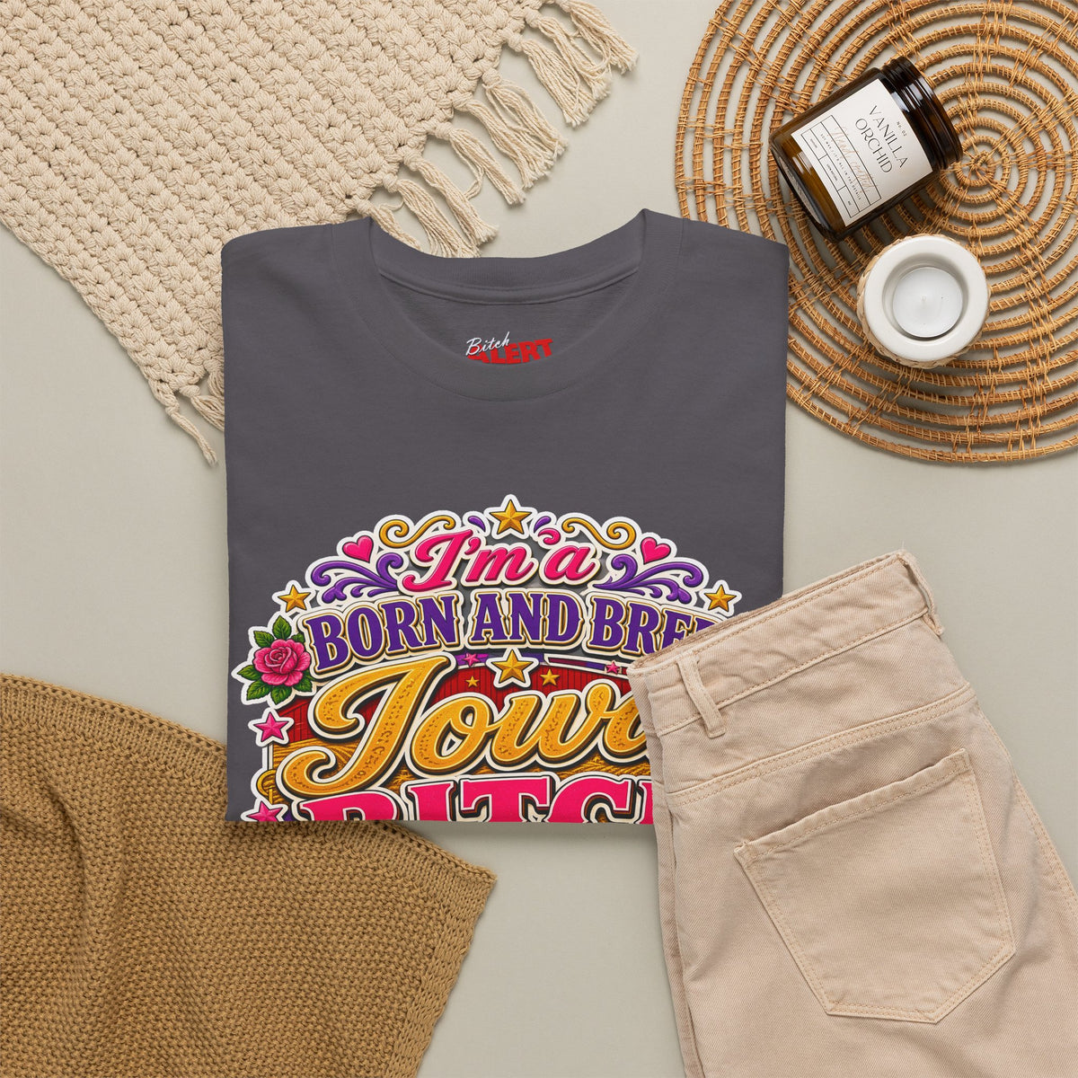 Iowa Bitch Born and Bred T-Shirt 2 – "I'm a Born and Bred Iowa Bitch" Bold State Tee