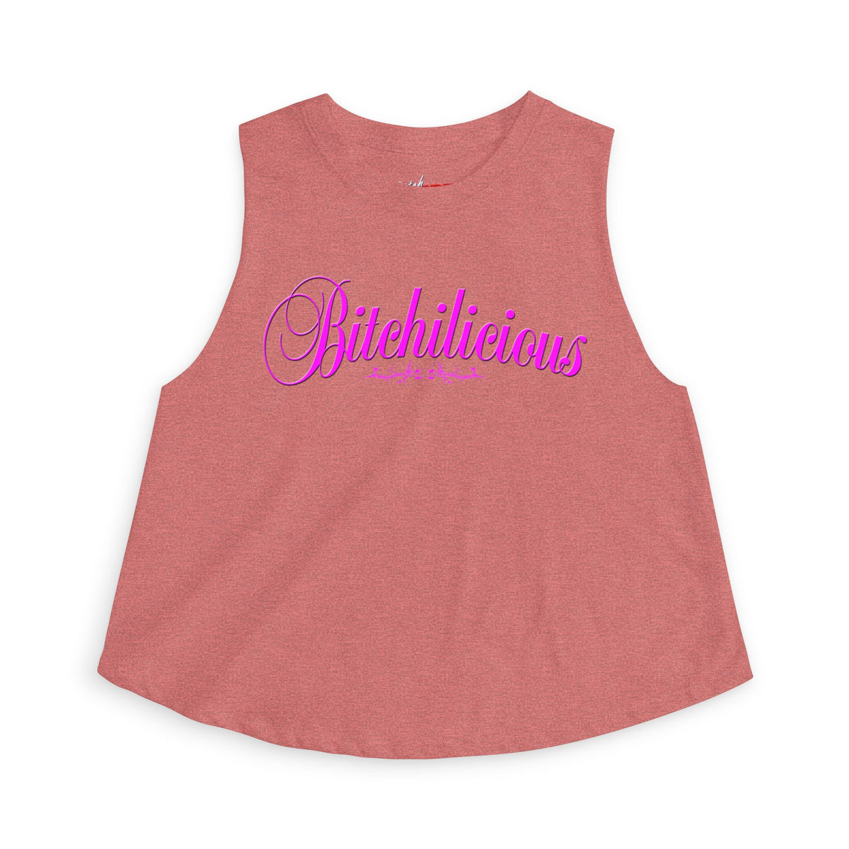 Bitchilicious Crop Top — Pink Script Graphic Women's Tank