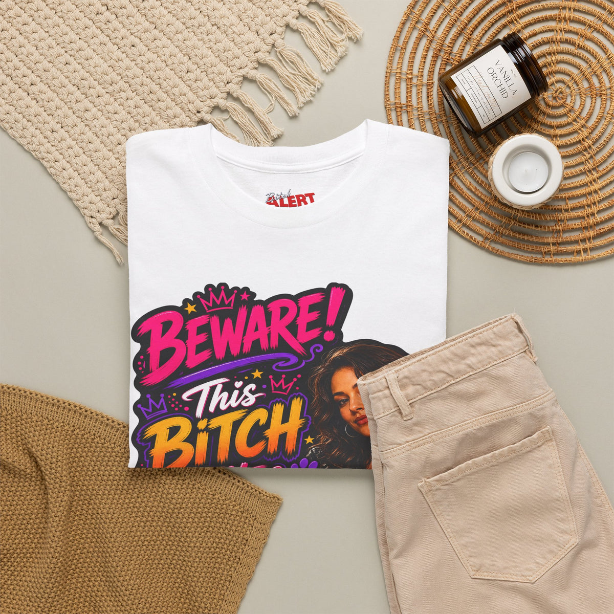 Beware This Bitch Bites T-Shirt — Funny Dog Lover Graphic Tee