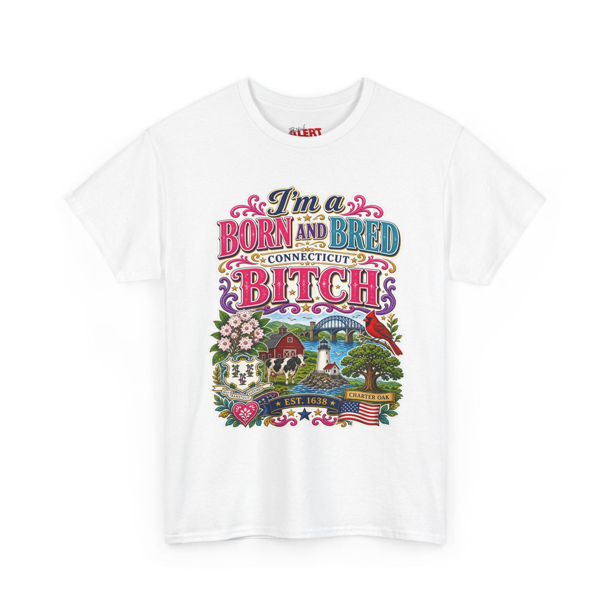 Connecticut Born and Bred Graphic Tee — "I'm a Born and Bred Connecticut Bitch"