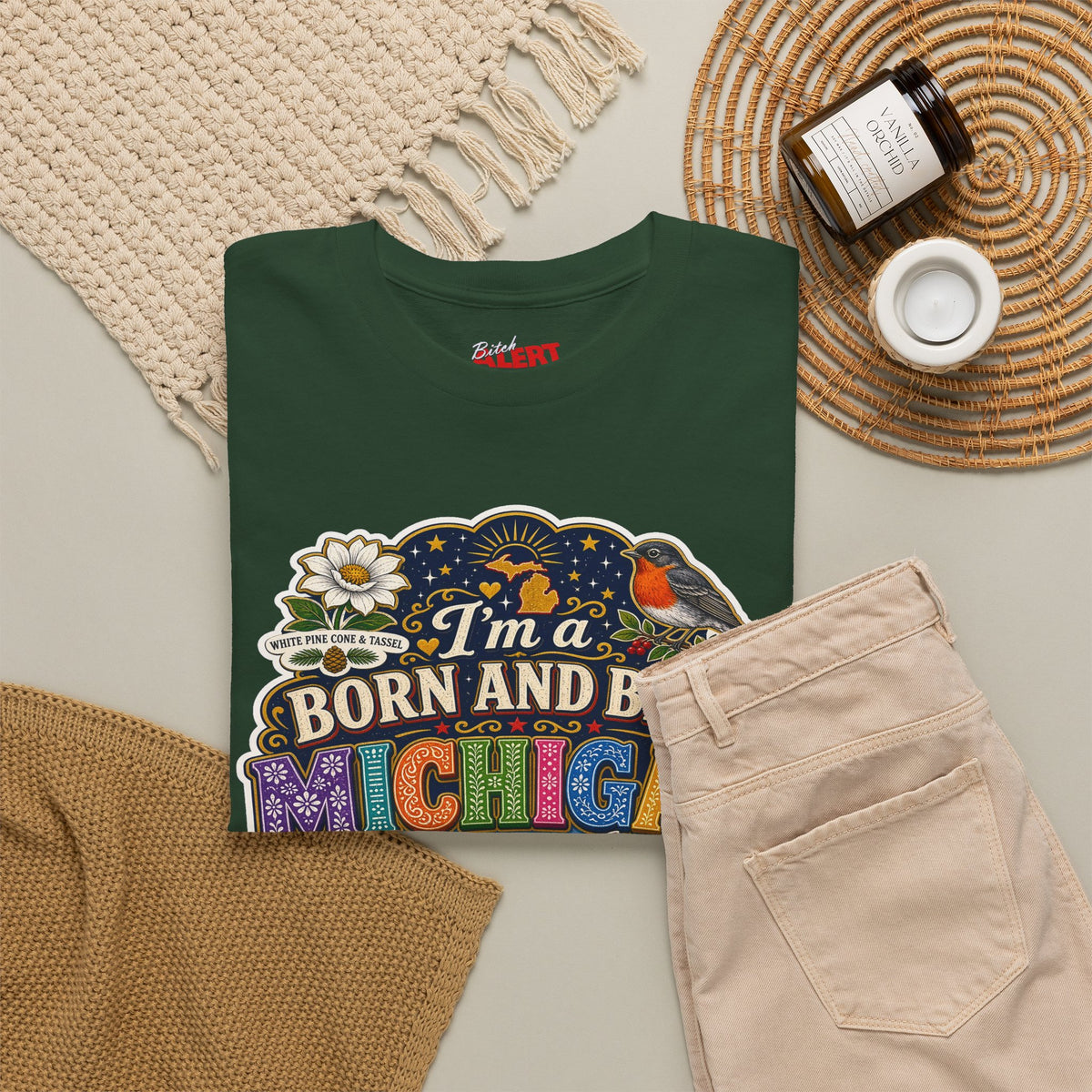 Michigan Born and Bred Tee — "I'm a Born and Bred Michigan Bitch" Graphic T‑Shirt