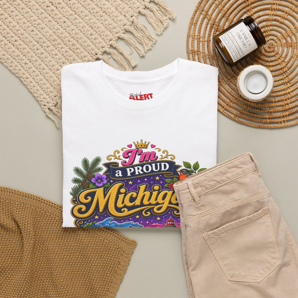 Michigan Proud Bitch T-Shirt — Retro State Scenic Graphic Tee