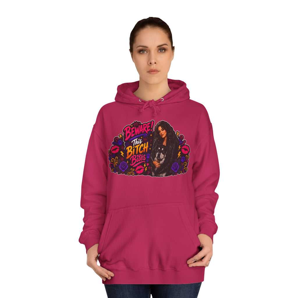 "Beware This Bitch Bites" Floral Graphic Hoodie