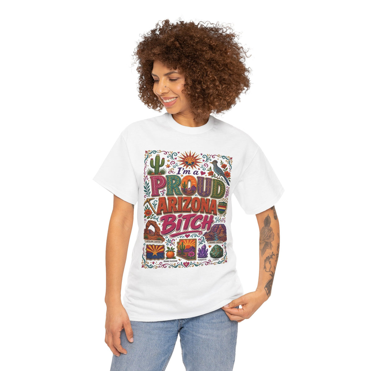 Arizona Proud Bitch T-Shirt — Colorful Southwestern Desert Graphic Tee