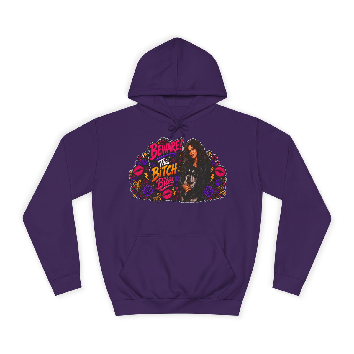 "Beware This Bitch Bites" Floral Graphic Hoodie