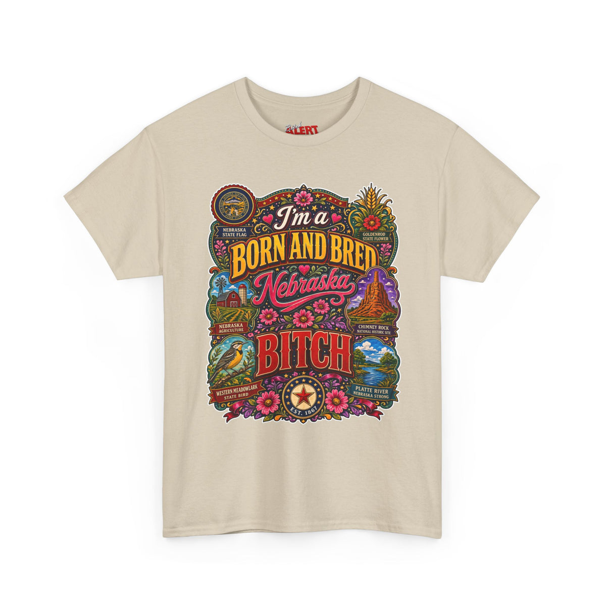 Nebraska Born & Bred Tee 2 — "I'm a Born and Bred Nebraska Bitch" Vintage State Pride T‑Shirt