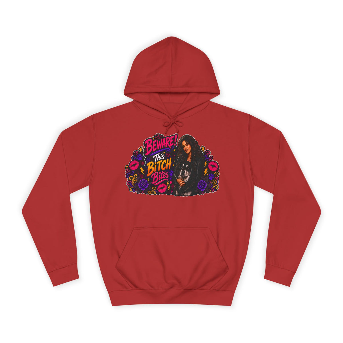 "Beware This Bitch Bites" Floral Graphic Hoodie