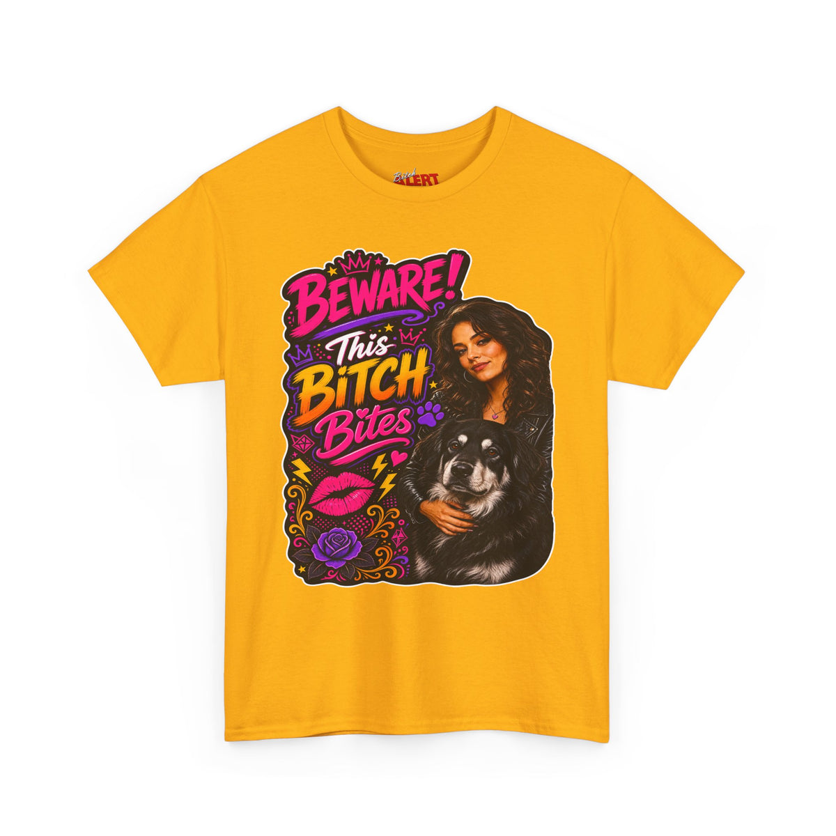 Beware This Bitch Bites T-Shirt — Funny Dog Lover Graphic Tee