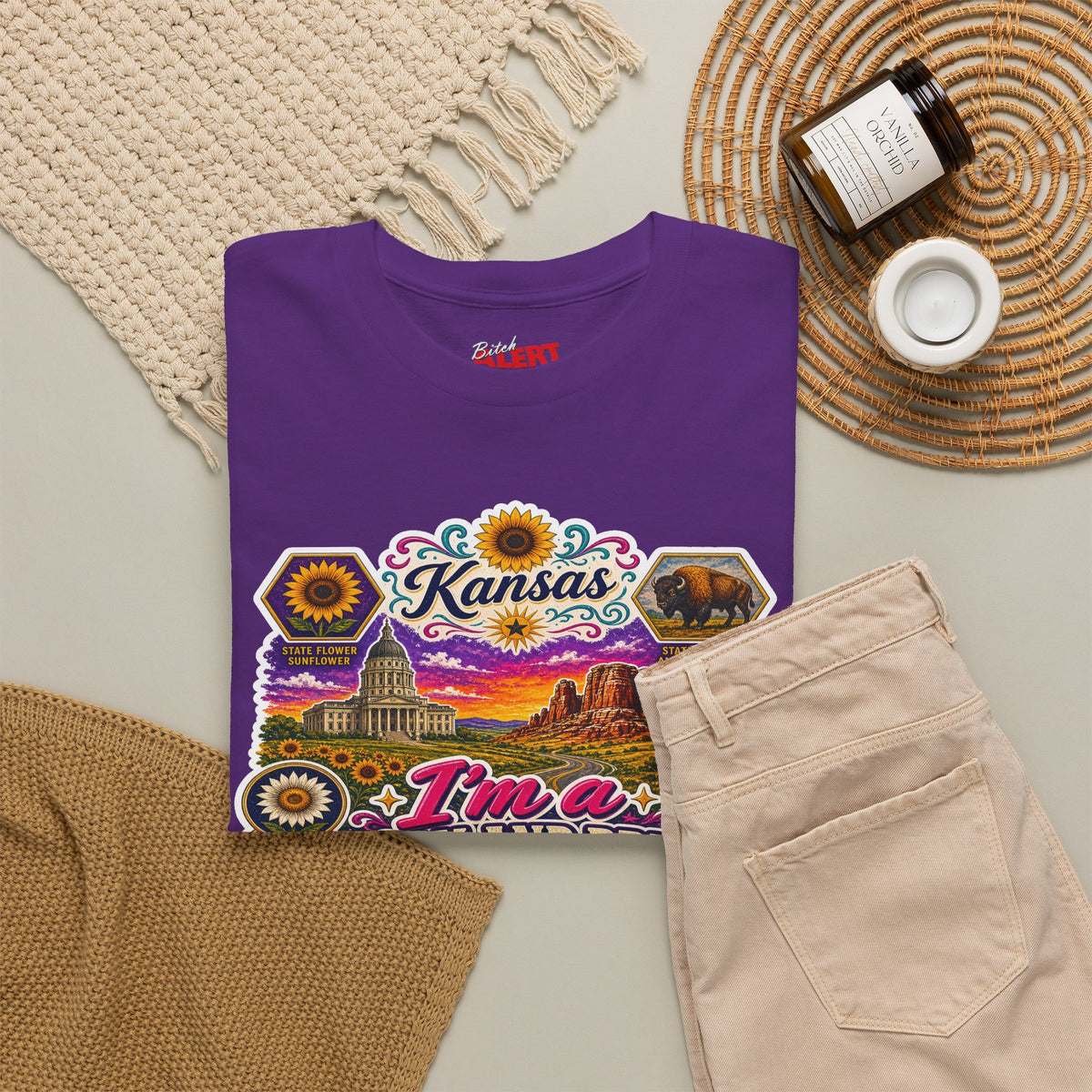 Kansas Born and Bred T-Shirt — "I'm a Born and Bred Kansas Bitch" Graphic Tee