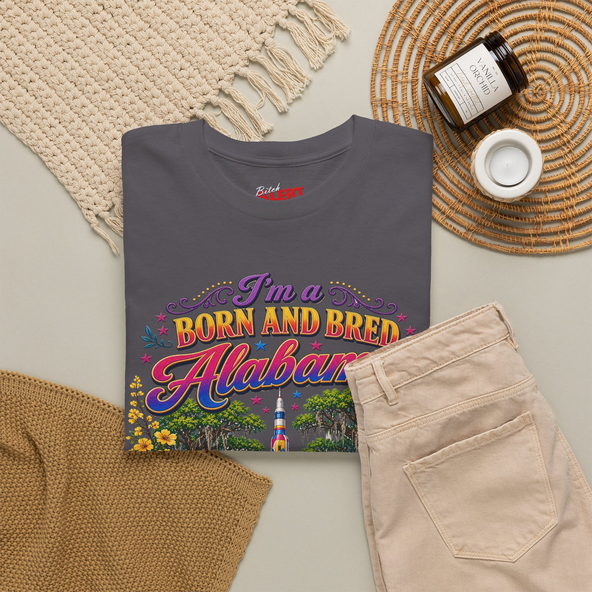 Alabama Born & Raised Graphic Tee — 'Born and Bred Alabama Bitch'