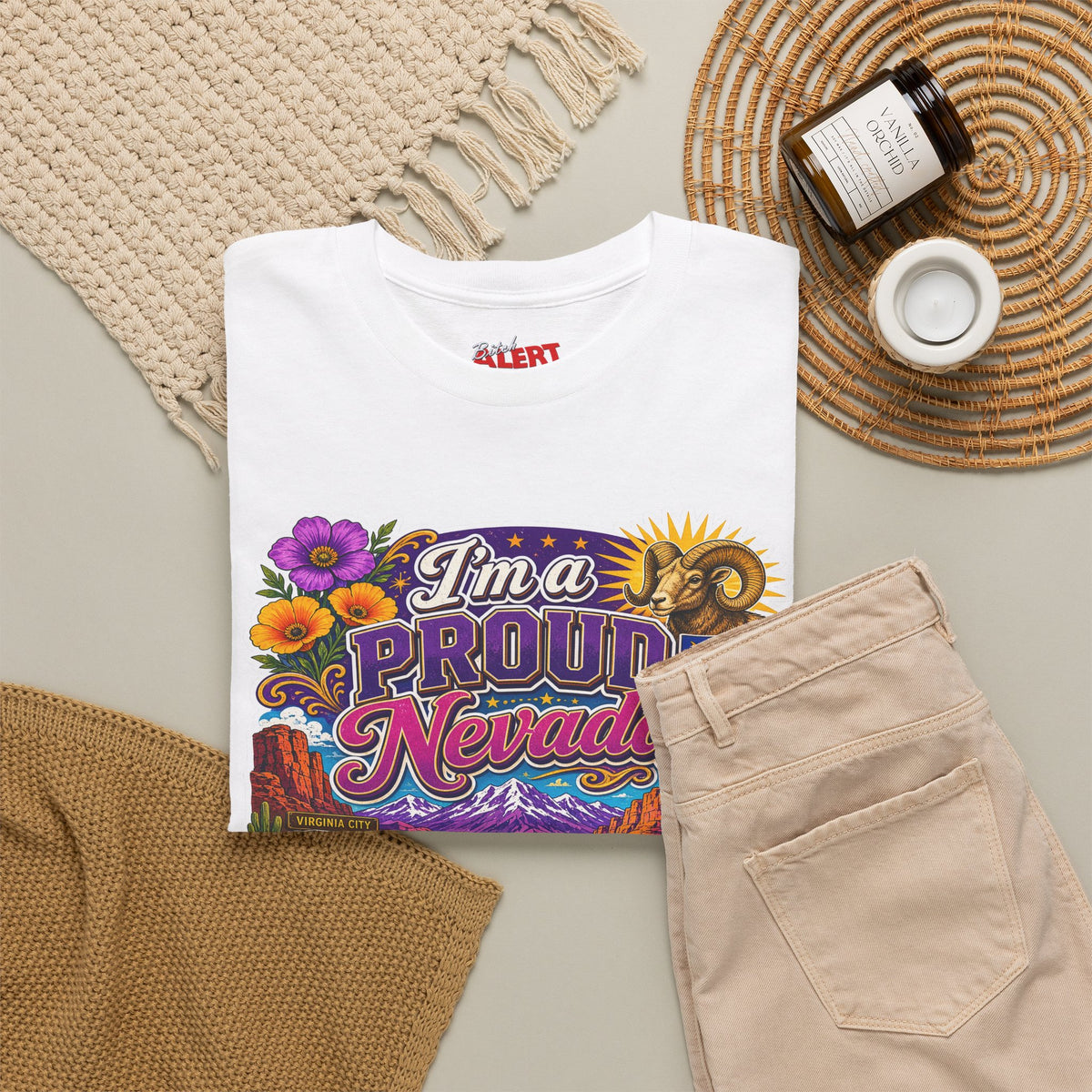 Nevada Proud T-Shirt — "I'm a Proud Nevada Bitch" Retro Scenic Tee