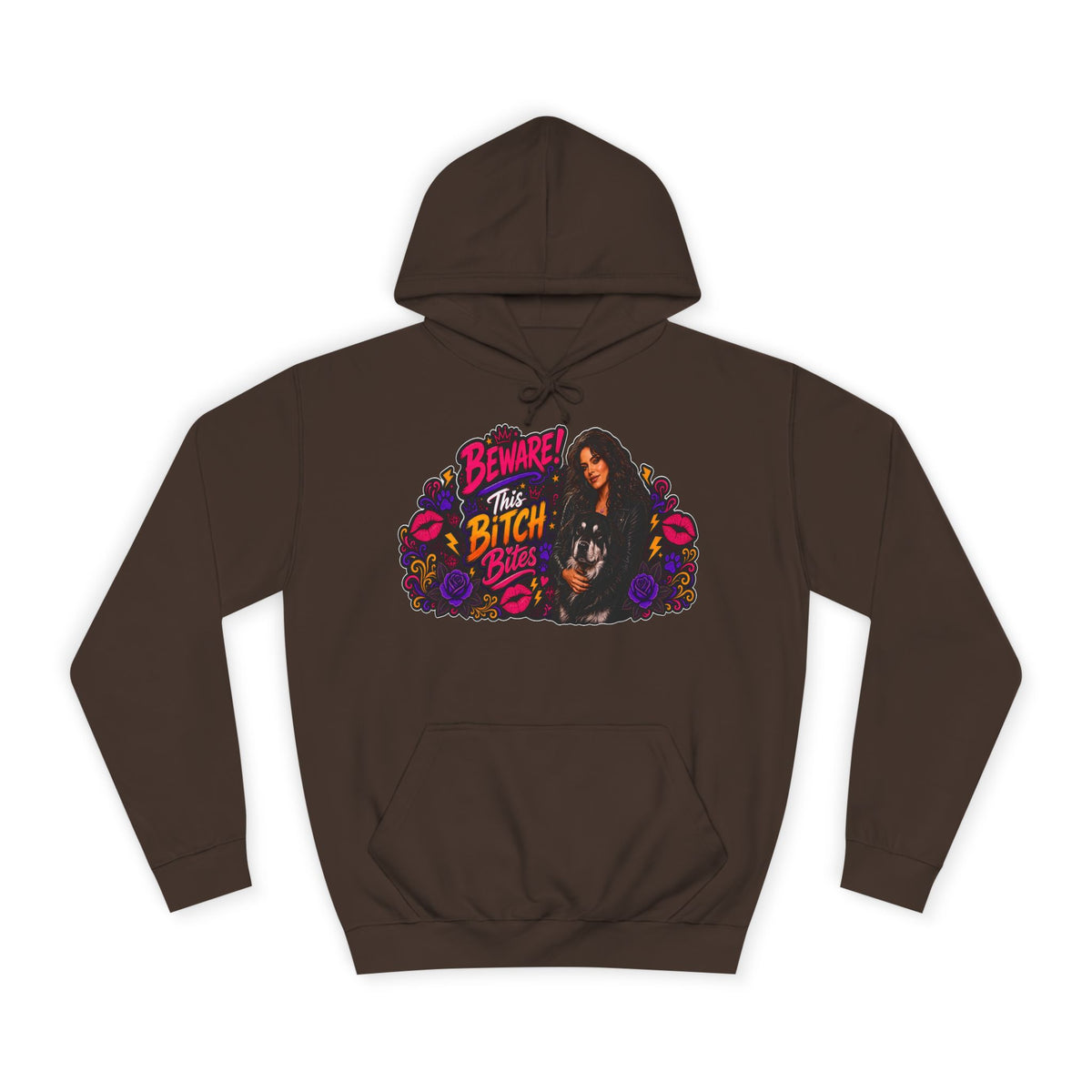"Beware This Bitch Bites" Floral Graphic Hoodie