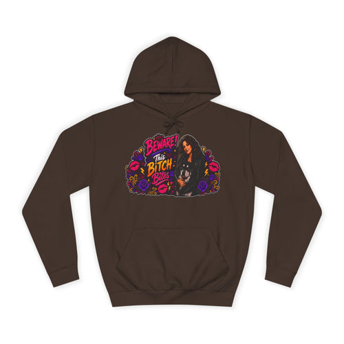 "Beware This Bitch Bites" Floral Graphic Hoodie
