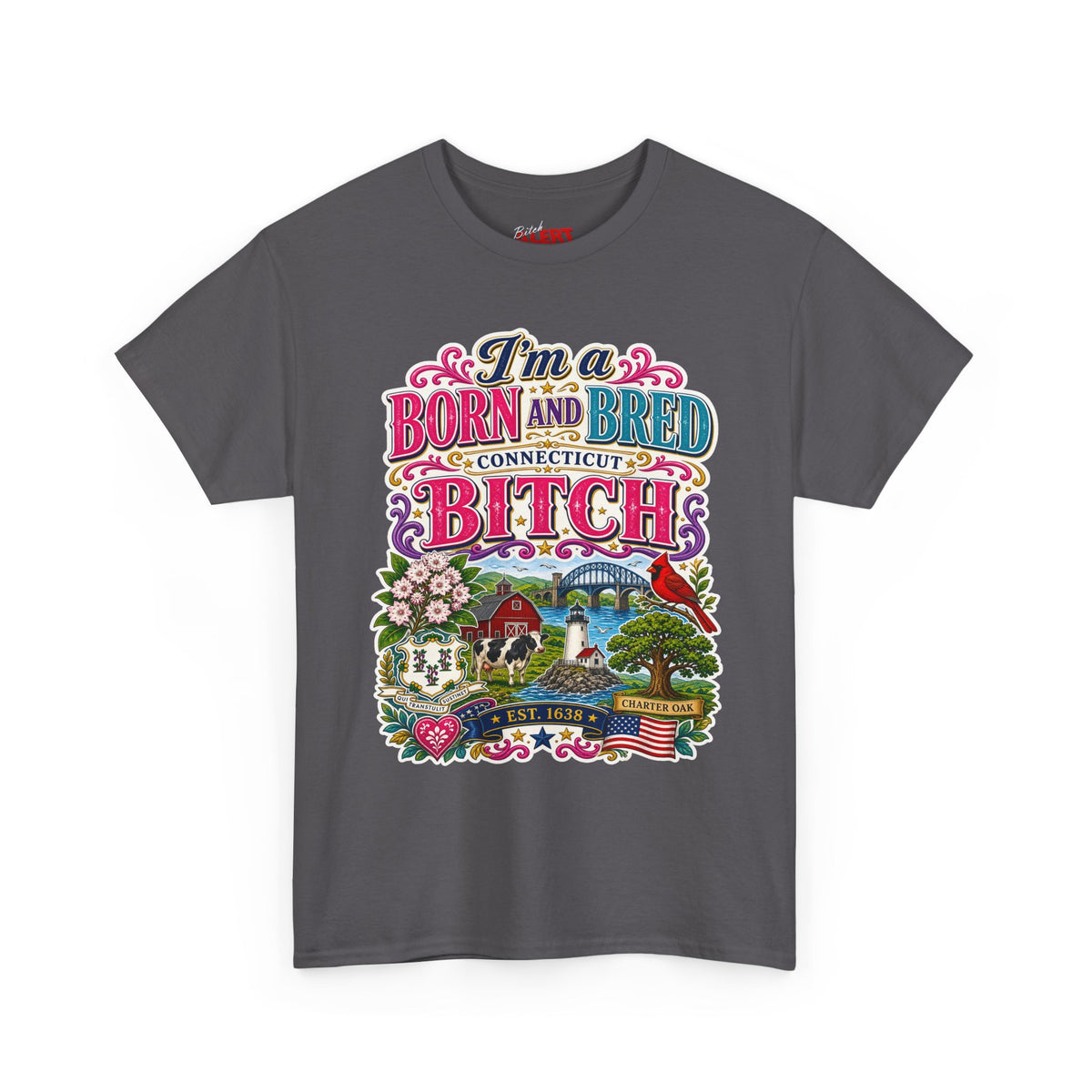 Connecticut Born and Bred Graphic Tee — "I'm a Born and Bred Connecticut Bitch"